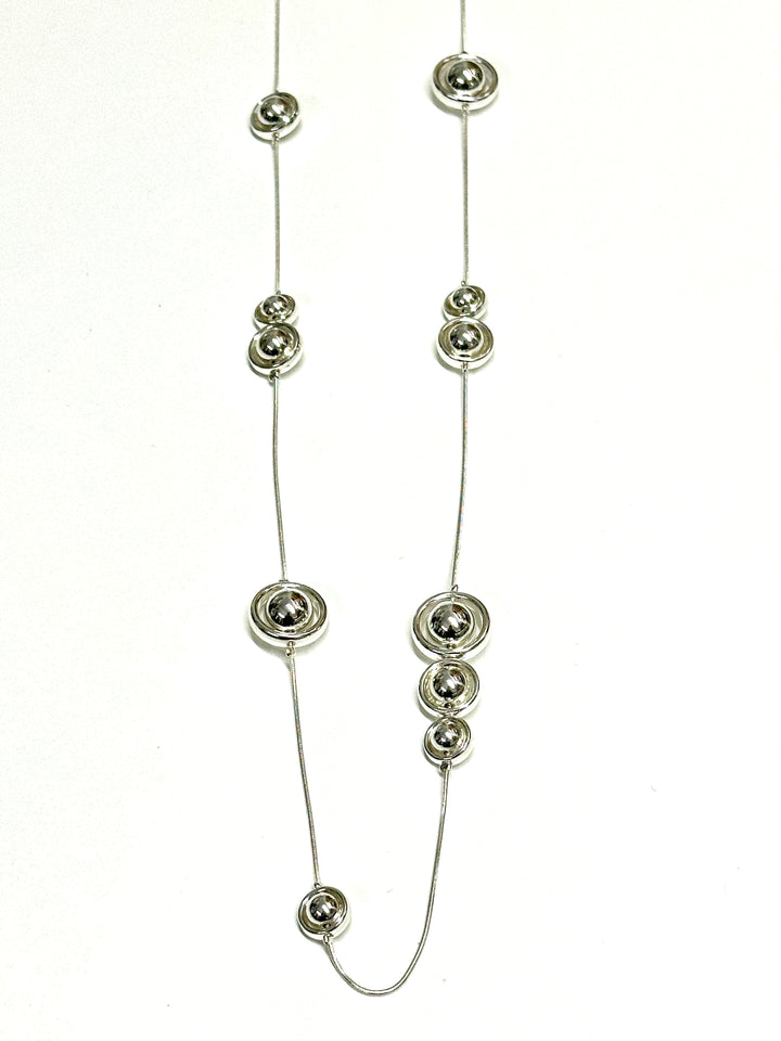 Orbit Bead Long Necklace | Silver