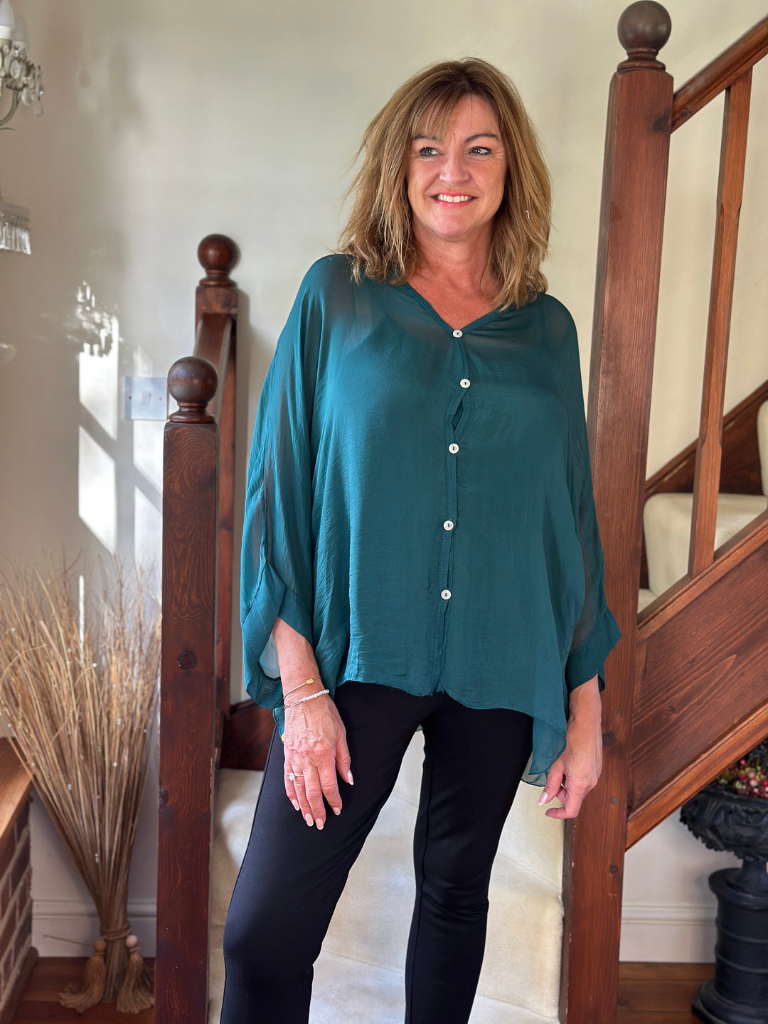 Naomi Silk Blouse | Teal