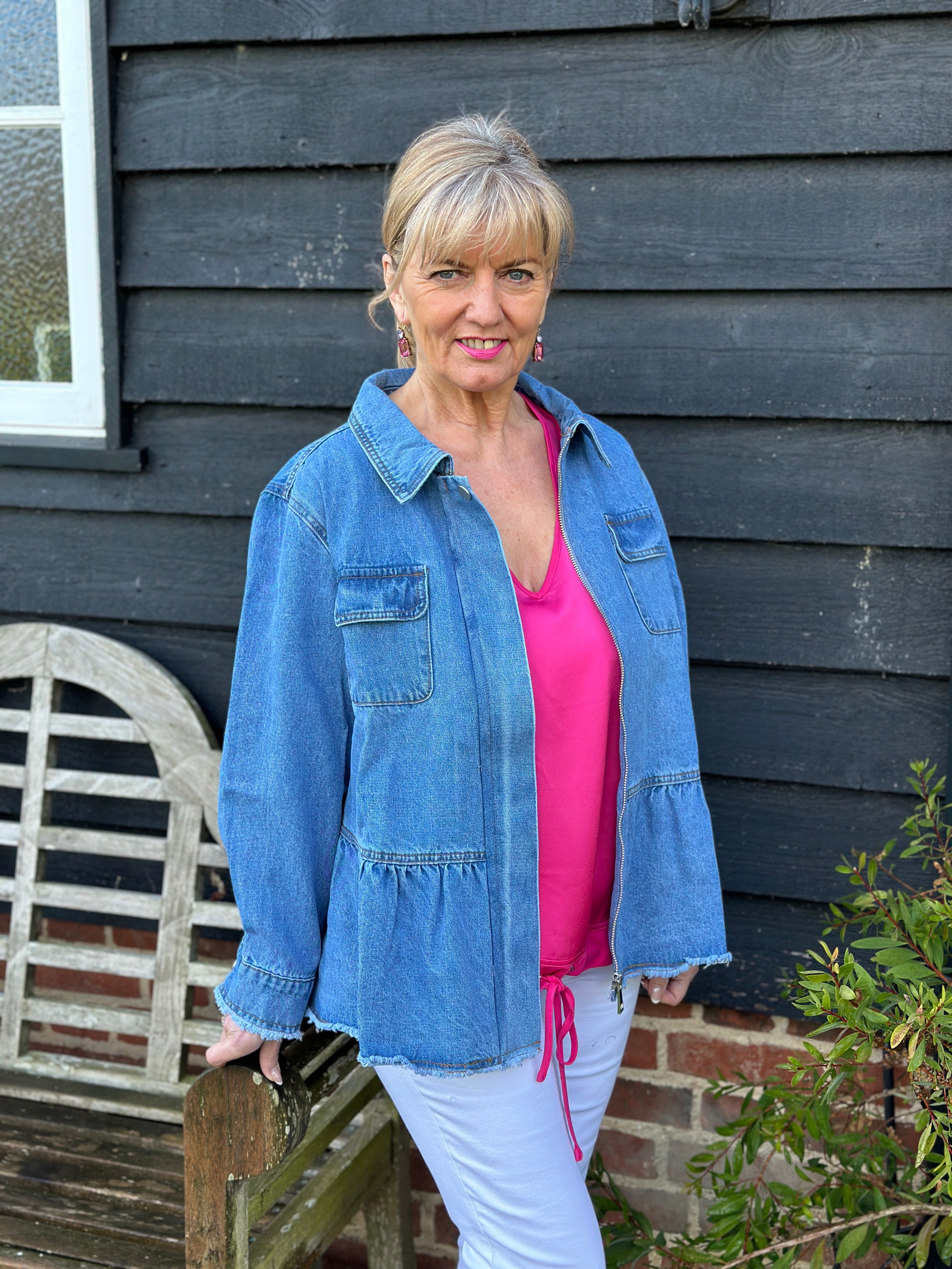 Frayed Hem Denim Jacket Malissa J | Denim – Mandy's Heaven