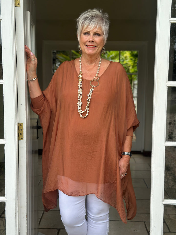 Bella Silk Blouse | Rust