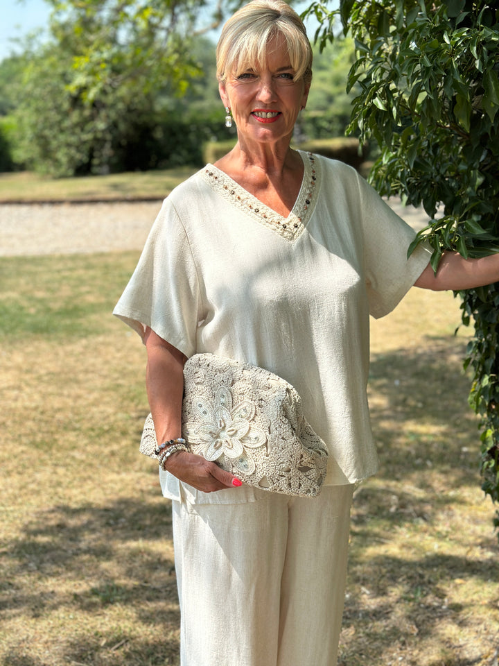 Crochet Shell Clutch Bag | Natural