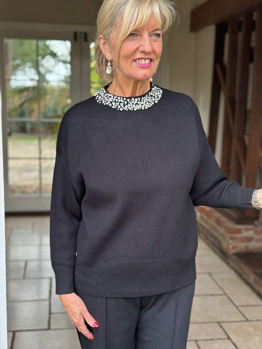 Embellished Neckline Jumper - Malissa J | Black