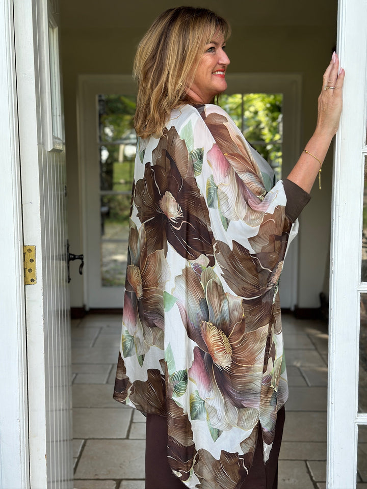 Bella Flower Silk Blouse | Chocolate Brown