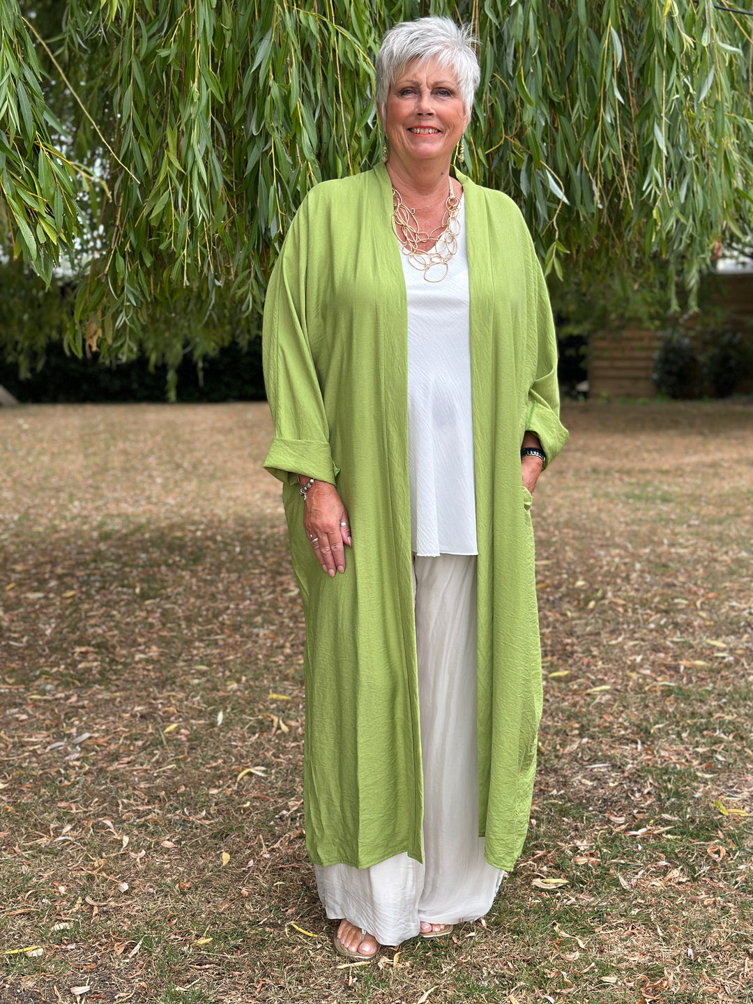 Relaxed Longline Cardigan | Lime