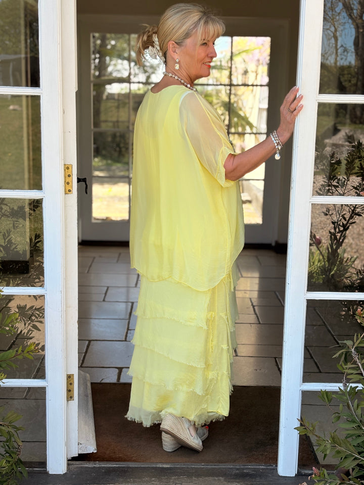 Silk Tiered Ruffle Dress | Lemon