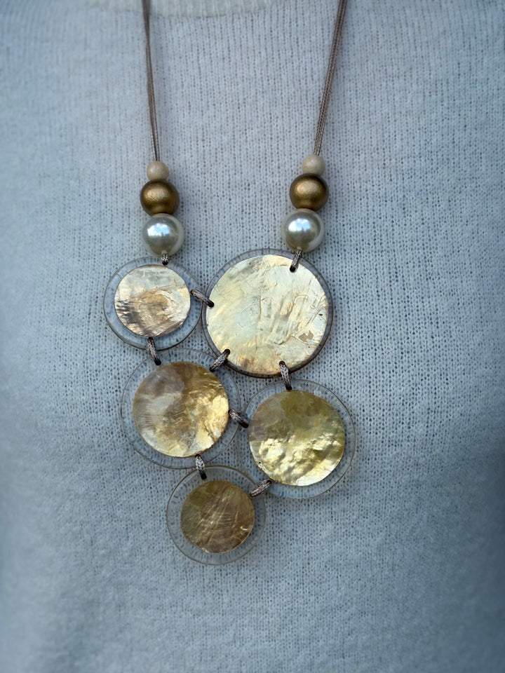 Metallic Multi Large Disc Necklace | Gold