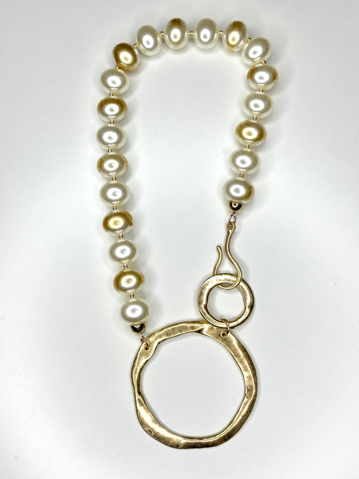 Large Pearl Hook & Ring Necklace