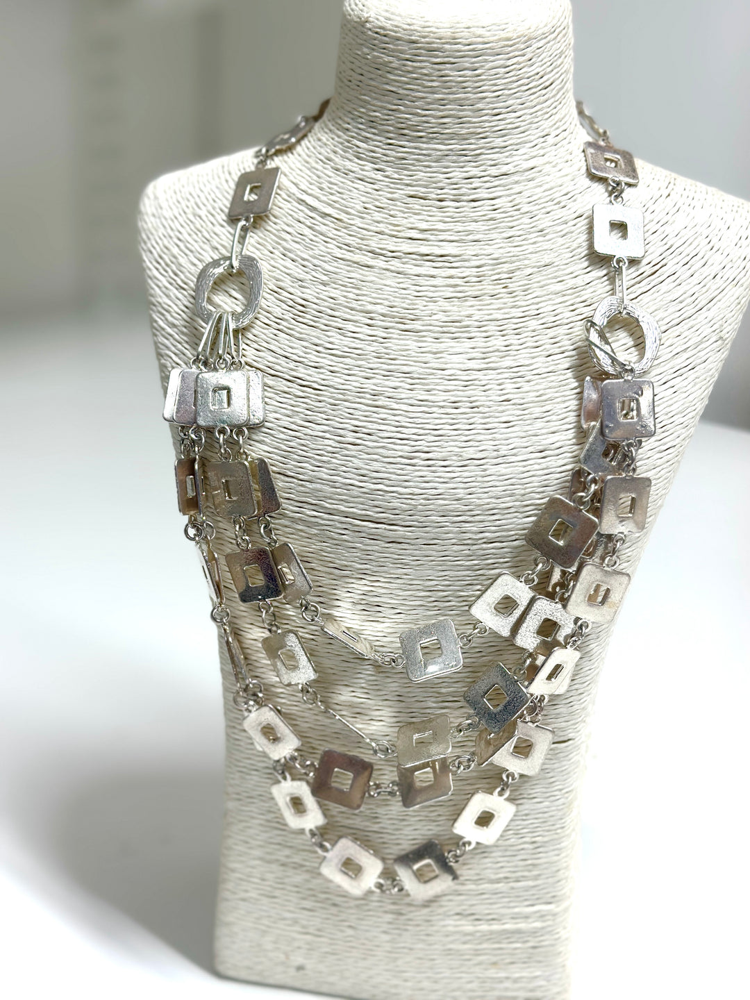 Mini Square Chain Necklace | Silver