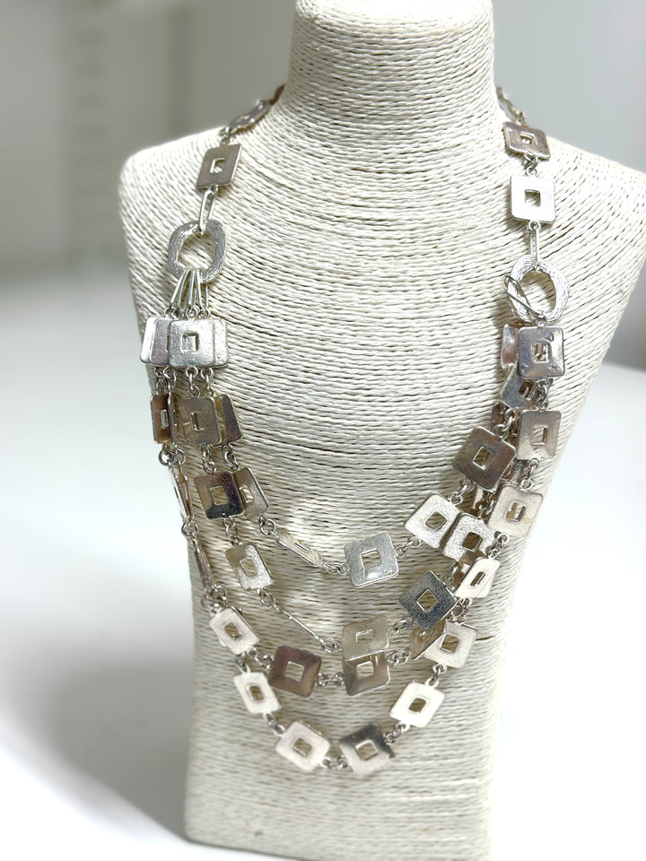 Mini Square Chain Necklace | Silver