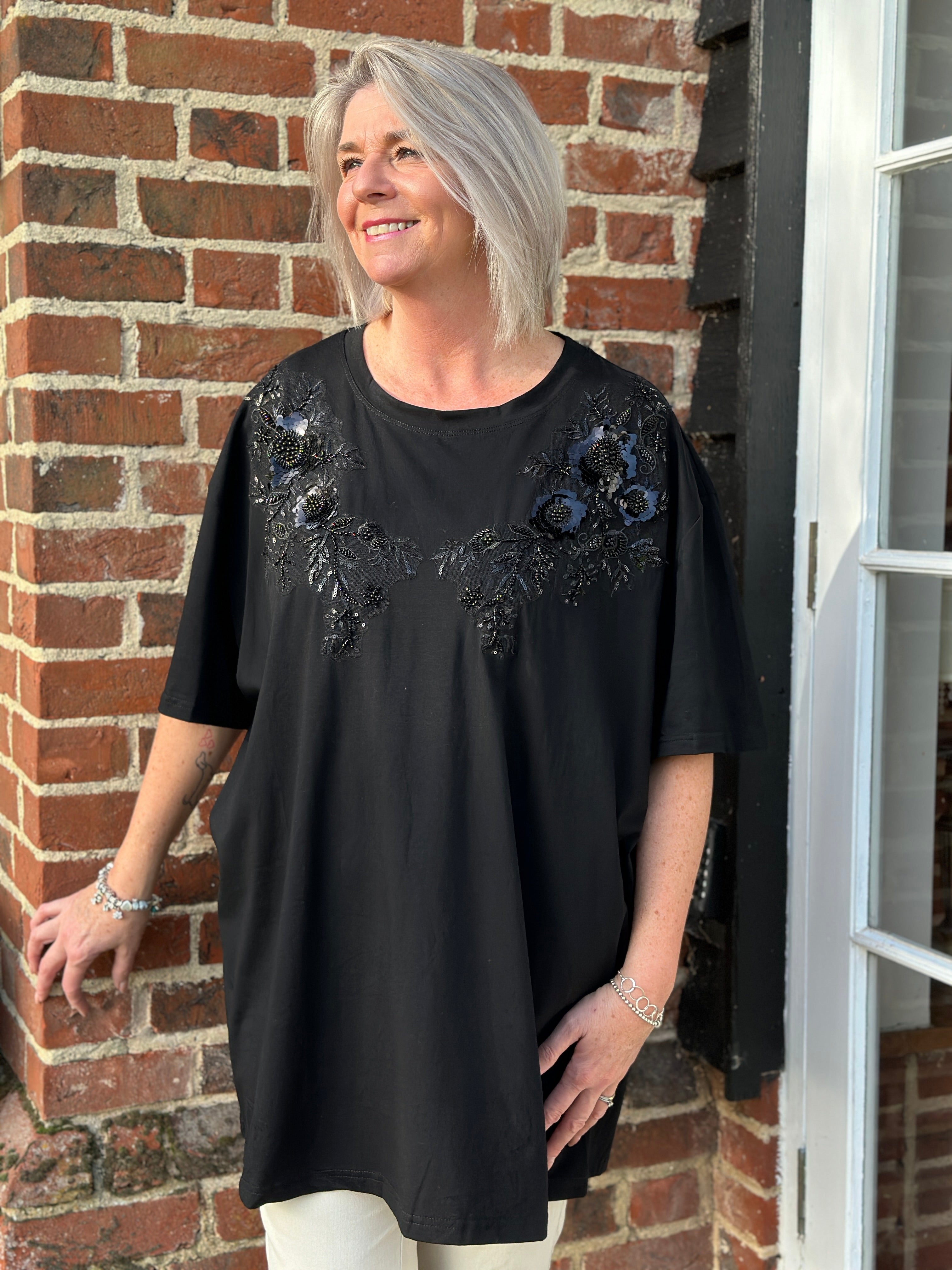 sequin longline top