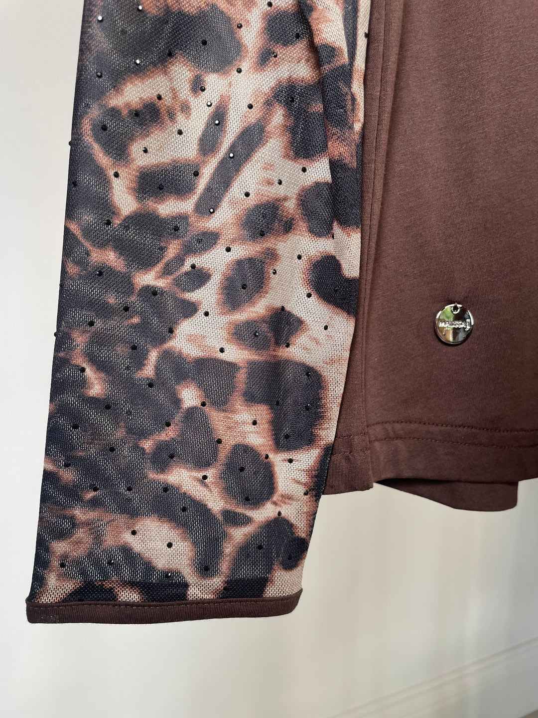 Sheer Long Sleeve Top - Malissa J | Chocolate Brown/Leopard