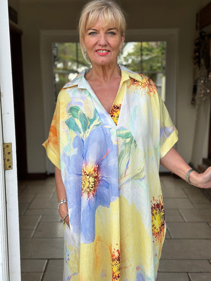 Watercolour Floral Sun Dress | Lemon