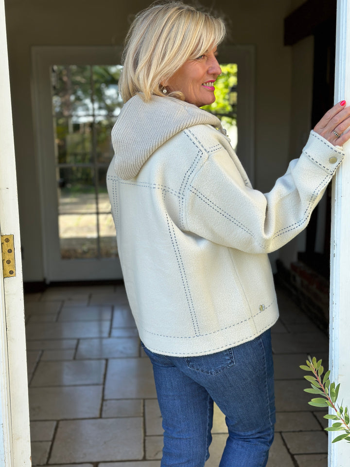 Stitch Detail Hoodie Jacket - Malissa J | Stone