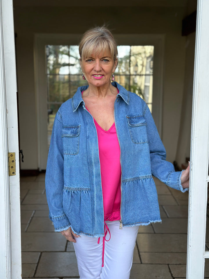 Frayed Hem Denim Jacket Malissa J | Denim - Mandy's Heaven 