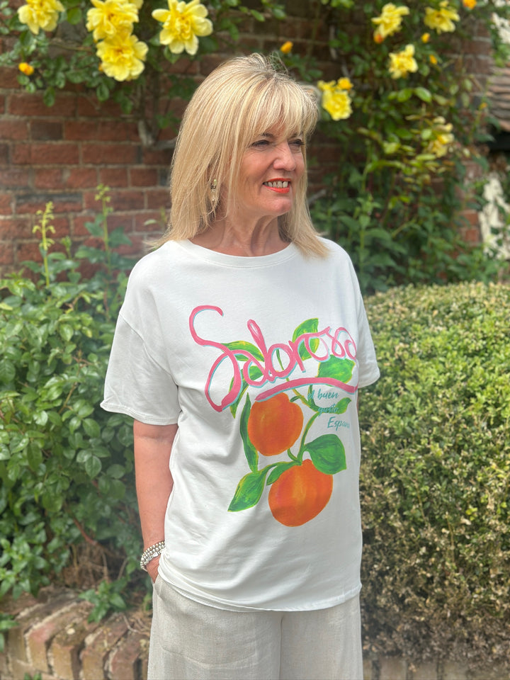 Spanish Orange Motif T-Shirt | White
