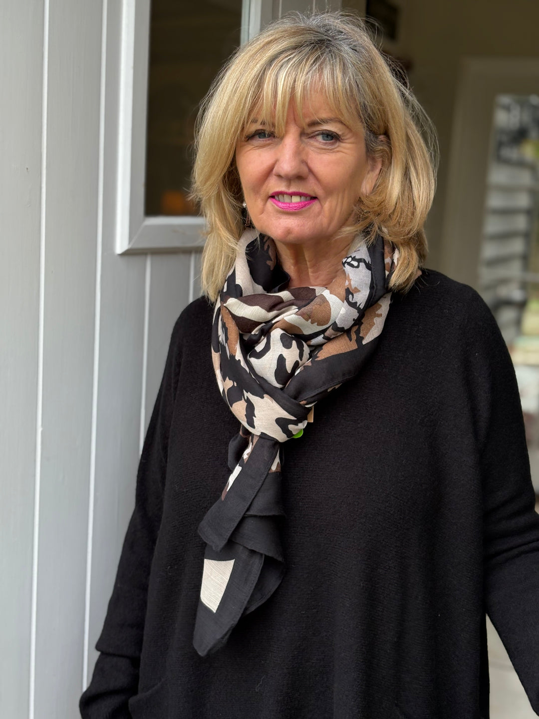 Animal Print Scarf | Camel