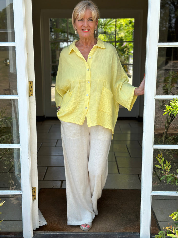 Cotton Button Shirt | Lemon
