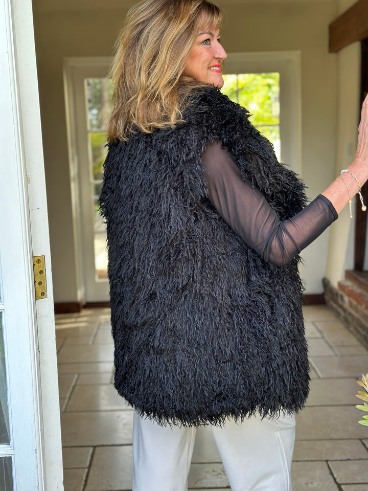 Shaggy Faux Fur Gilet - Malissa J | Black