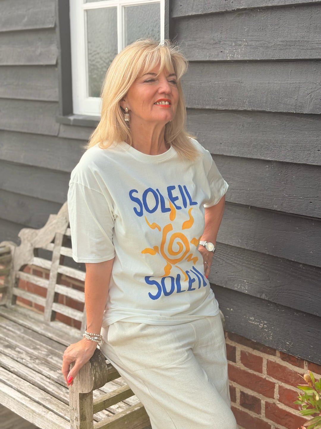 Soleil Motif T-shirt | White