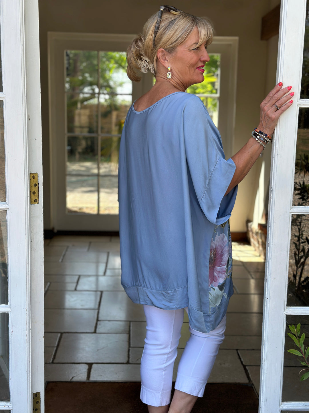 Floral Soft Ovesized Top | Denim
