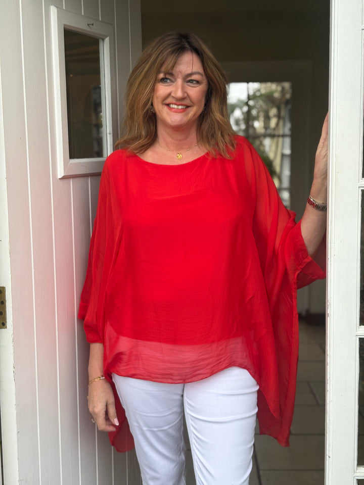 Mia Silk Blouse | Ruby Red