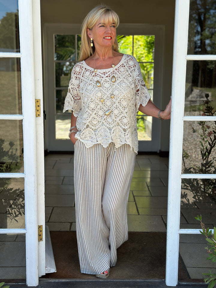 Two Piece Cotton Crochet Top | Beige