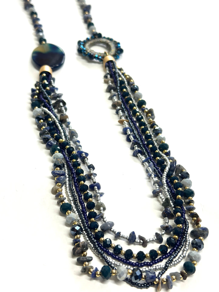 Multi-Strand Cascade Necklace | Blue