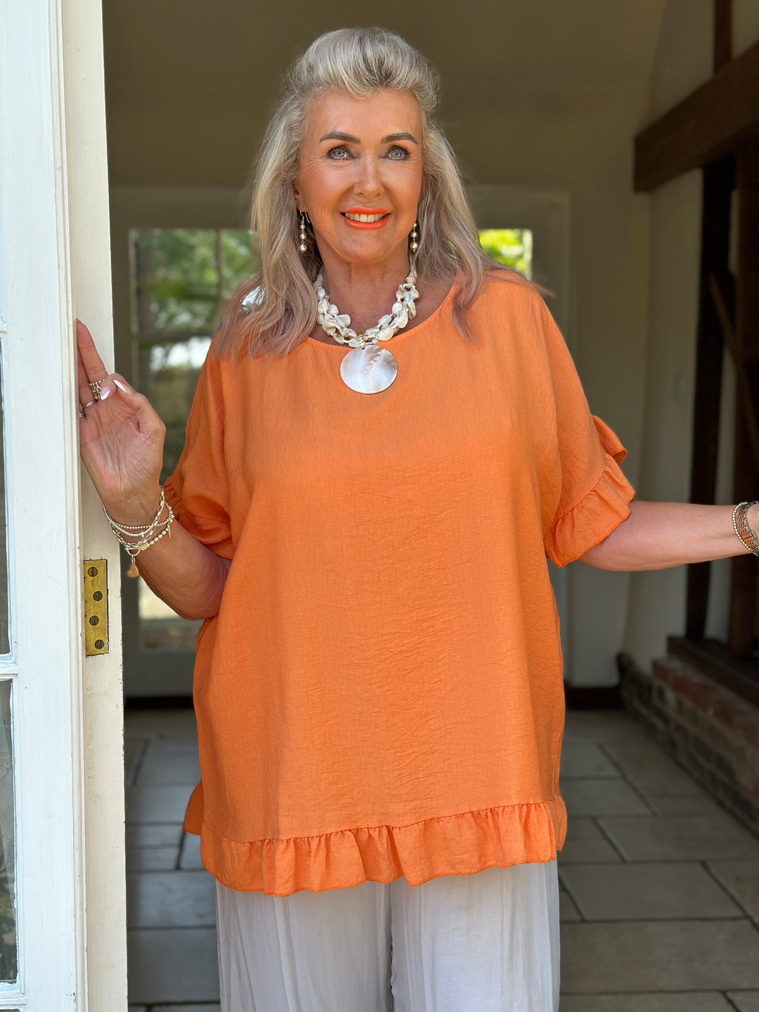Rosie Ruffle Top | Orange
