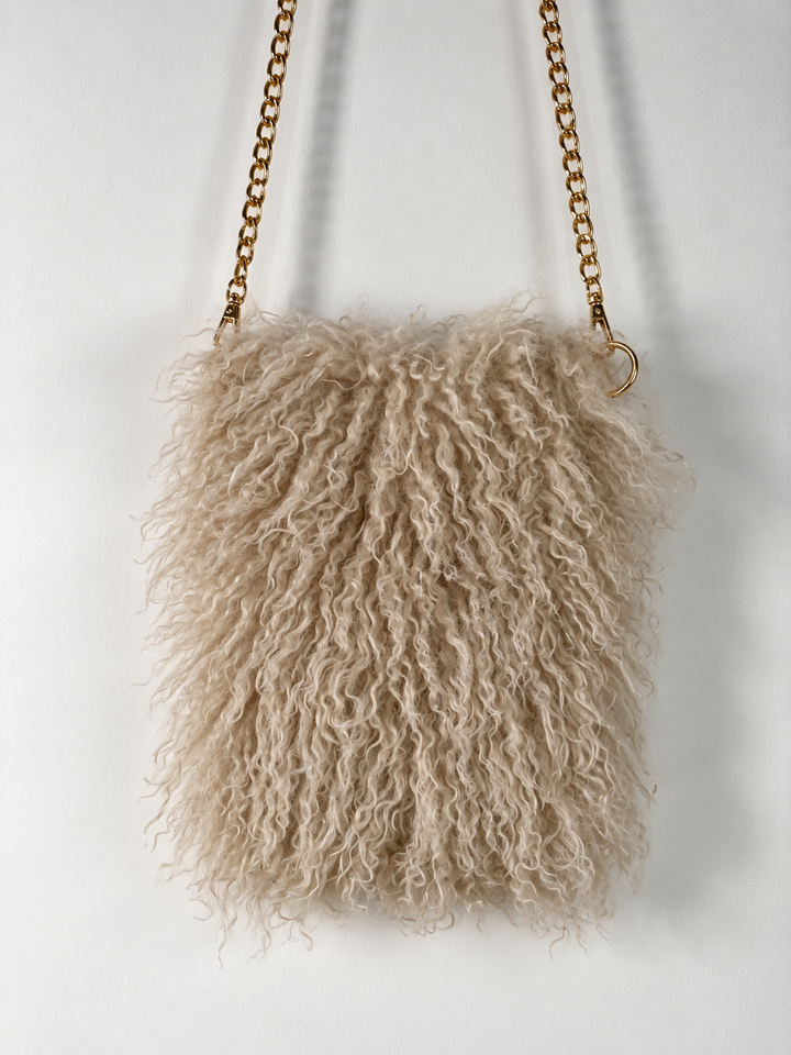 Shaggy Faux Fur Crossbody Bag - Malissa J | Stone