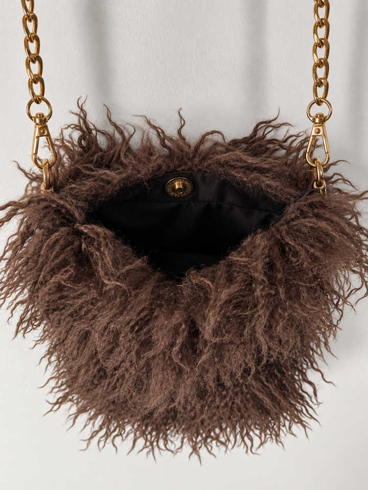Shaggy Faux Fur Crossbody Bag - Malissa J | Brown