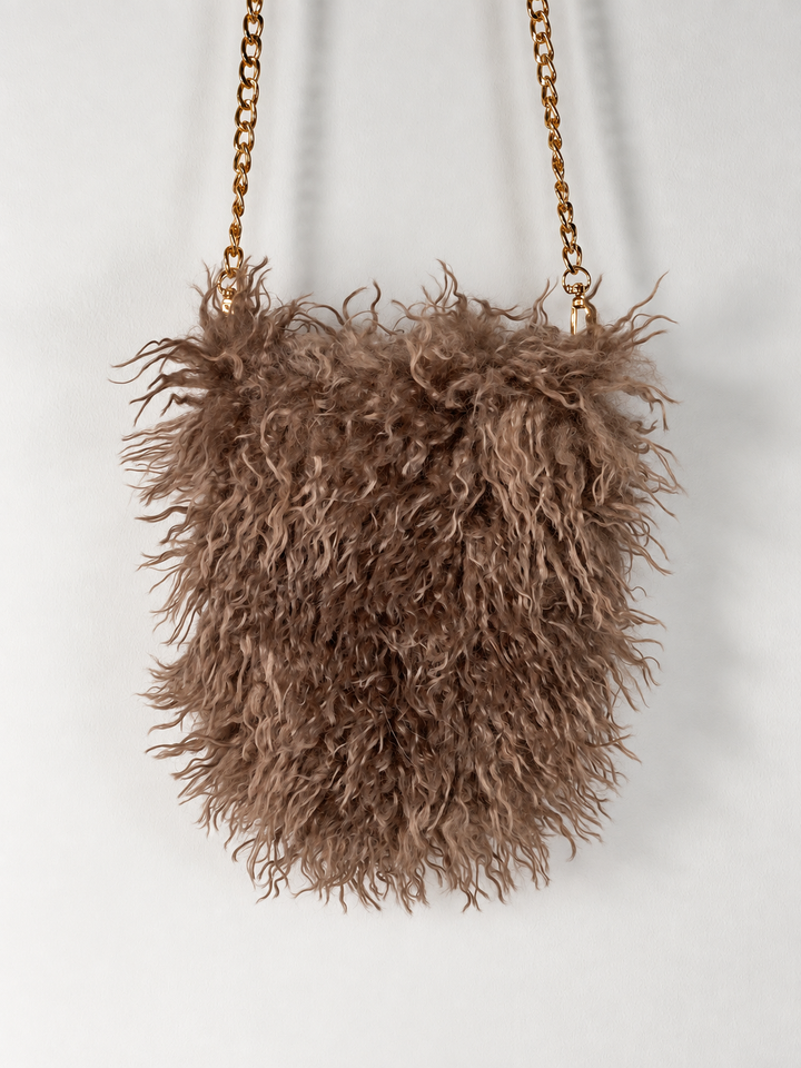 Shaggy Faux Fur Crossbody Bag - Malissa J | Taupe