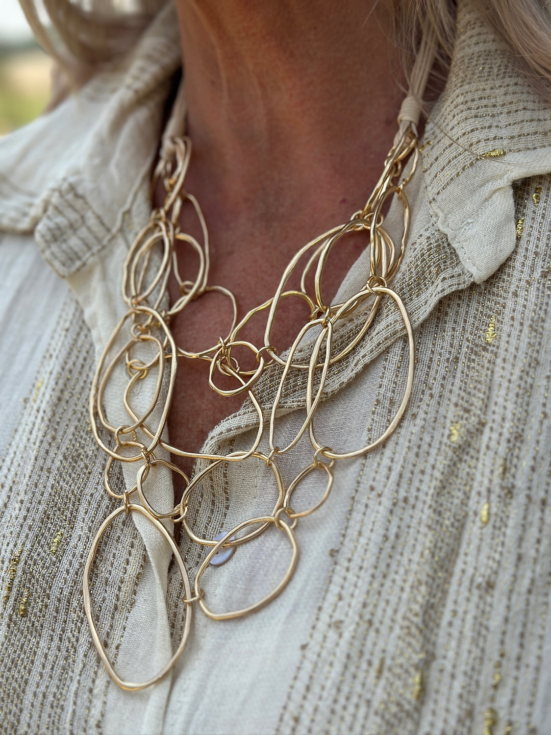 Tangled Circles Statement Necklace