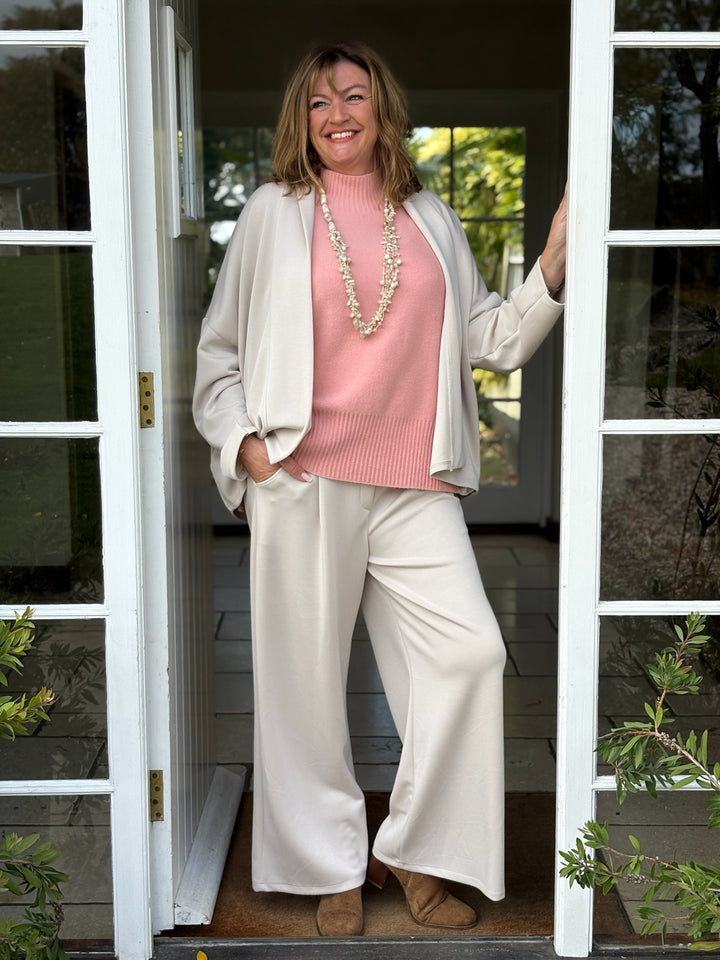 Soft Wide Leg Trouser Co-ord | Cream