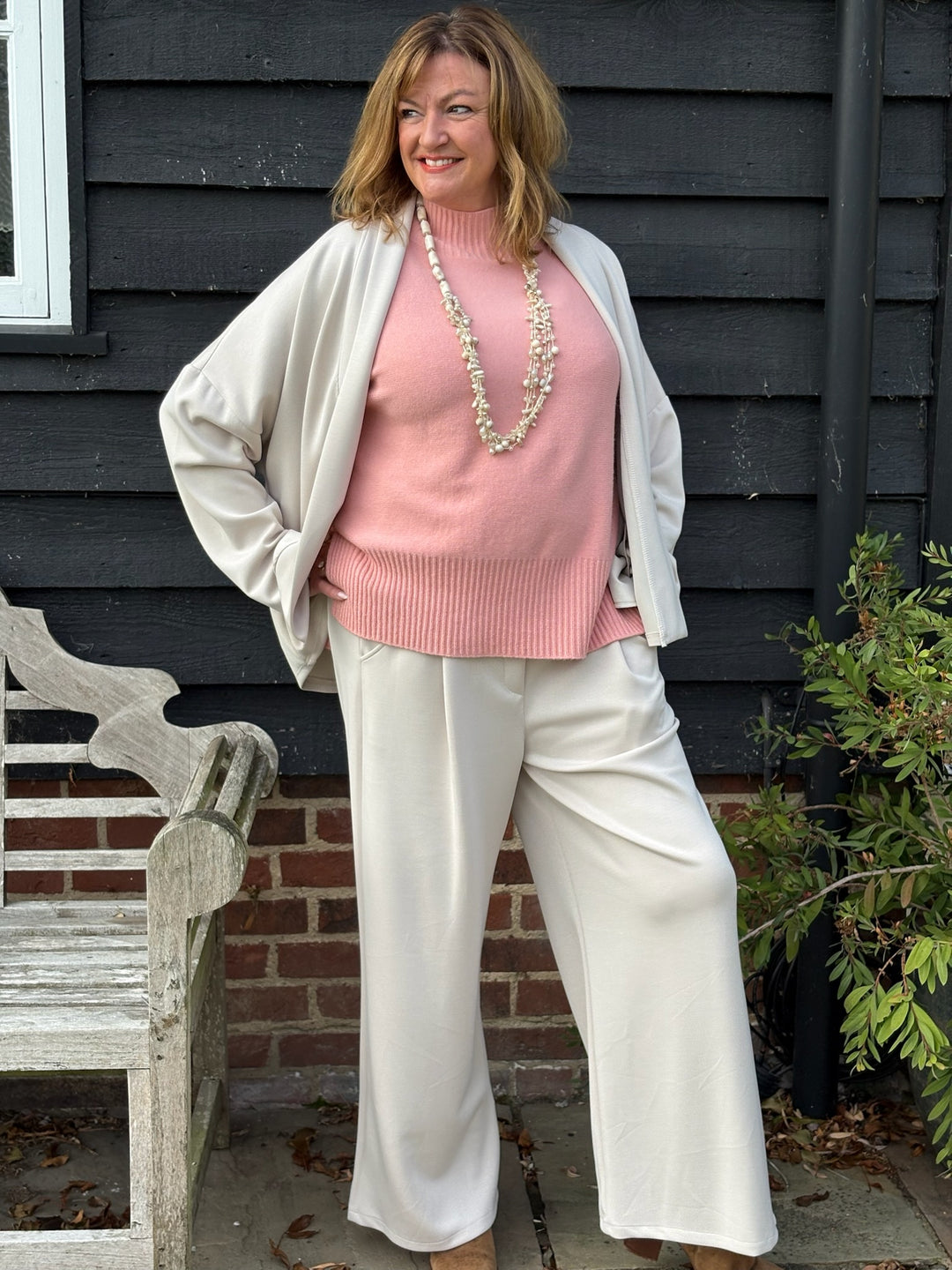 Soft Wide Leg Trouser Co-ord | Cream