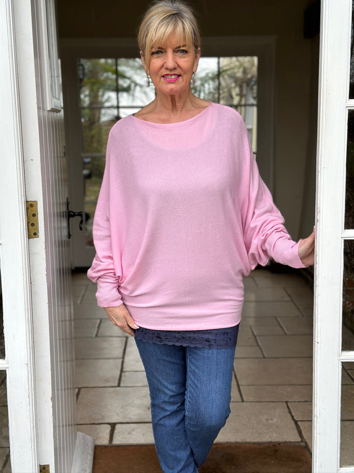 Soft Knit Batwing Top | Baby Pink