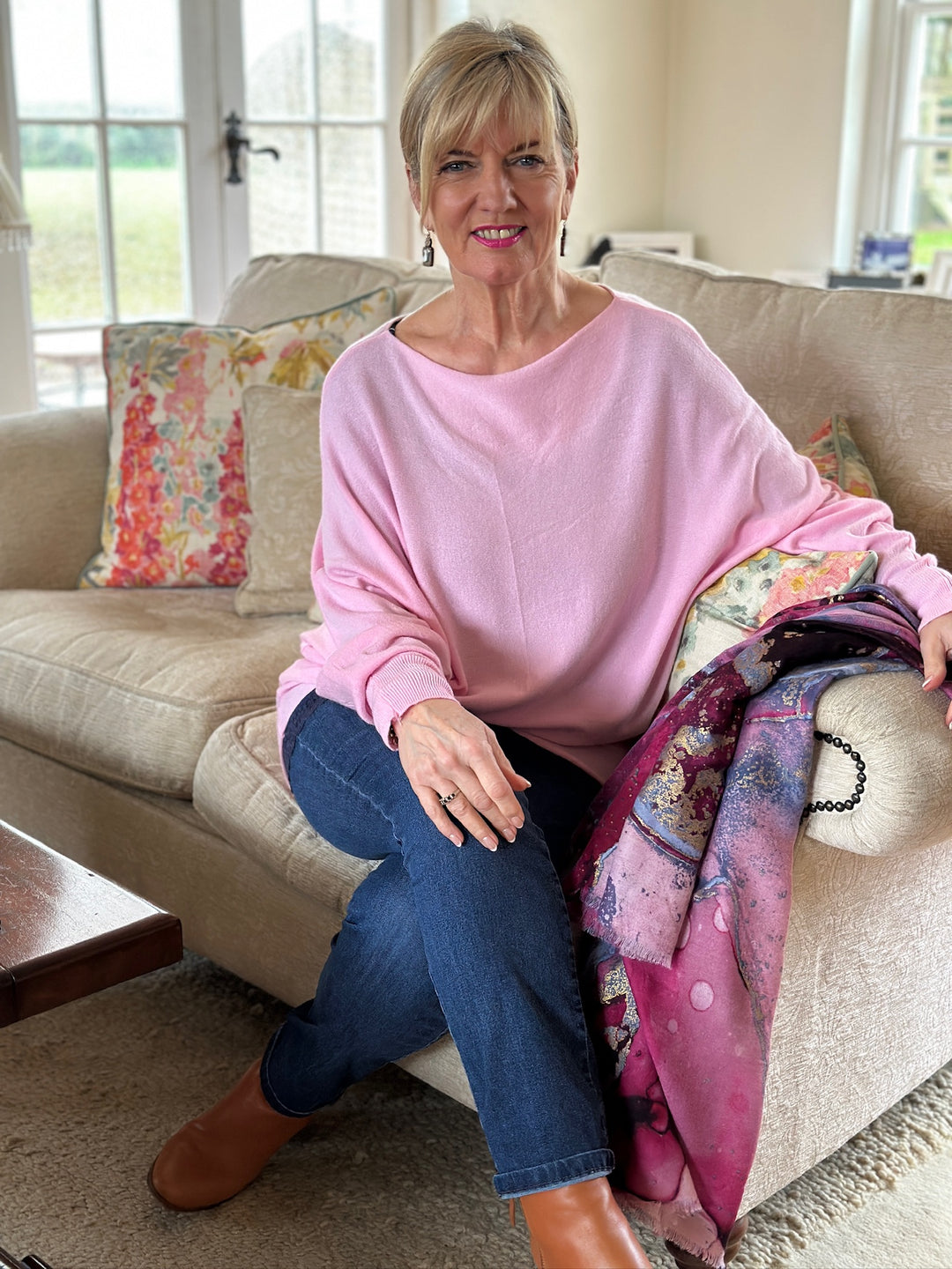 Soft Knit Batwing Top | Baby Pink