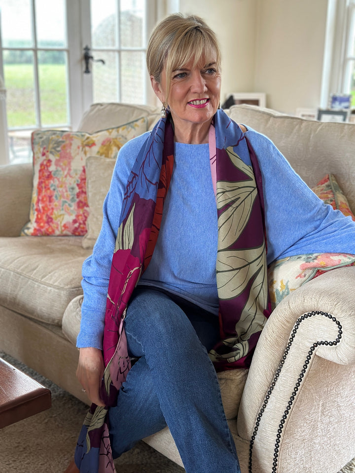 Soft Knit Batwing Top | Denim Blue