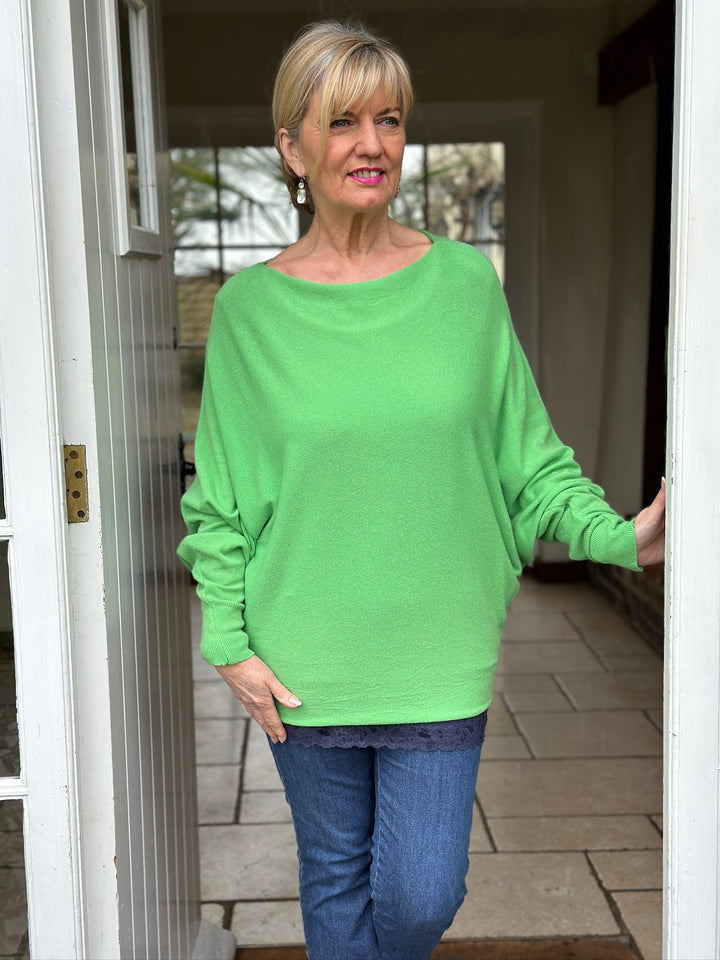 Soft Knit Batwing Top | Apple Green