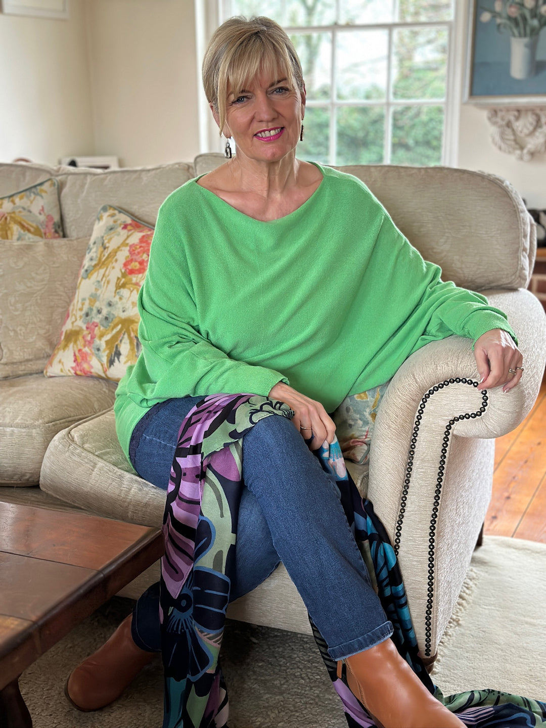 Soft Knit Batwing Top | Apple Green