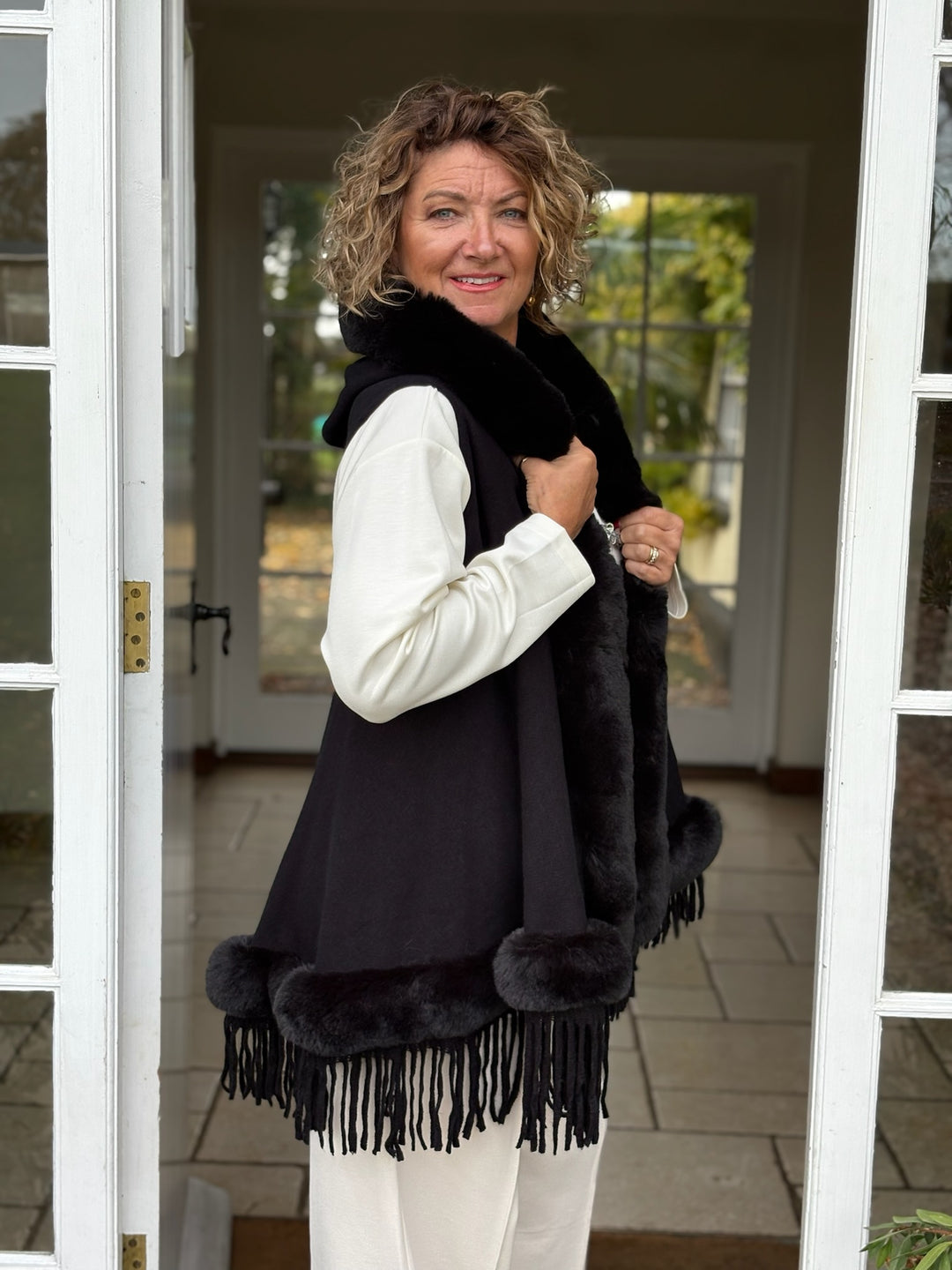 Faux Fur Tassel Gilet -  PIA ROSSINI | Black