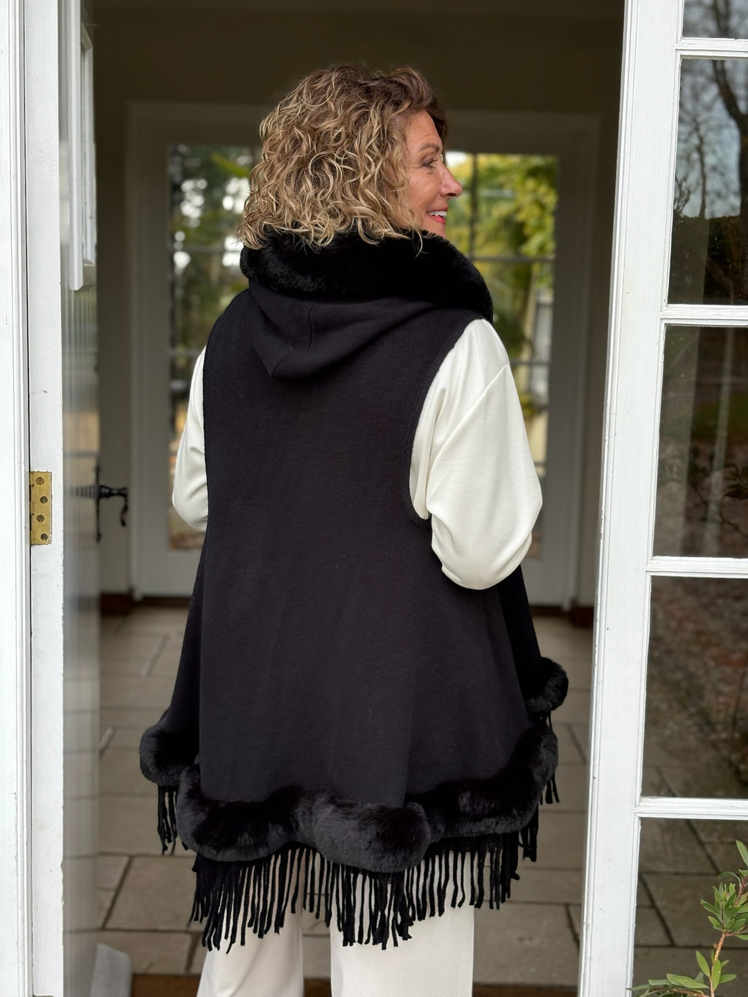 Faux Fur Tassel Gilet -  PIA ROSSINI | Black