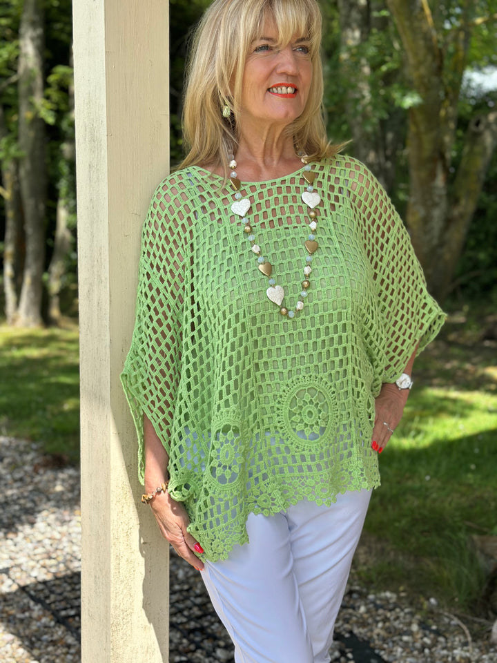 Crochet Overlay Top | Lime Green