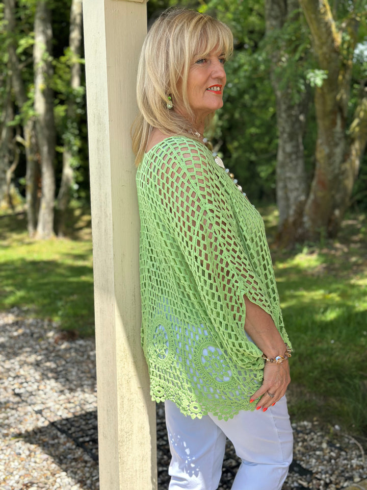Crochet Overlay Top | Lime Green