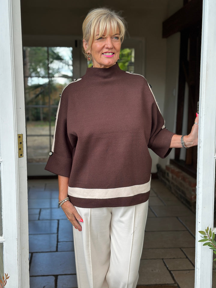 Belgravia Button Jumper | Chocolate Brown