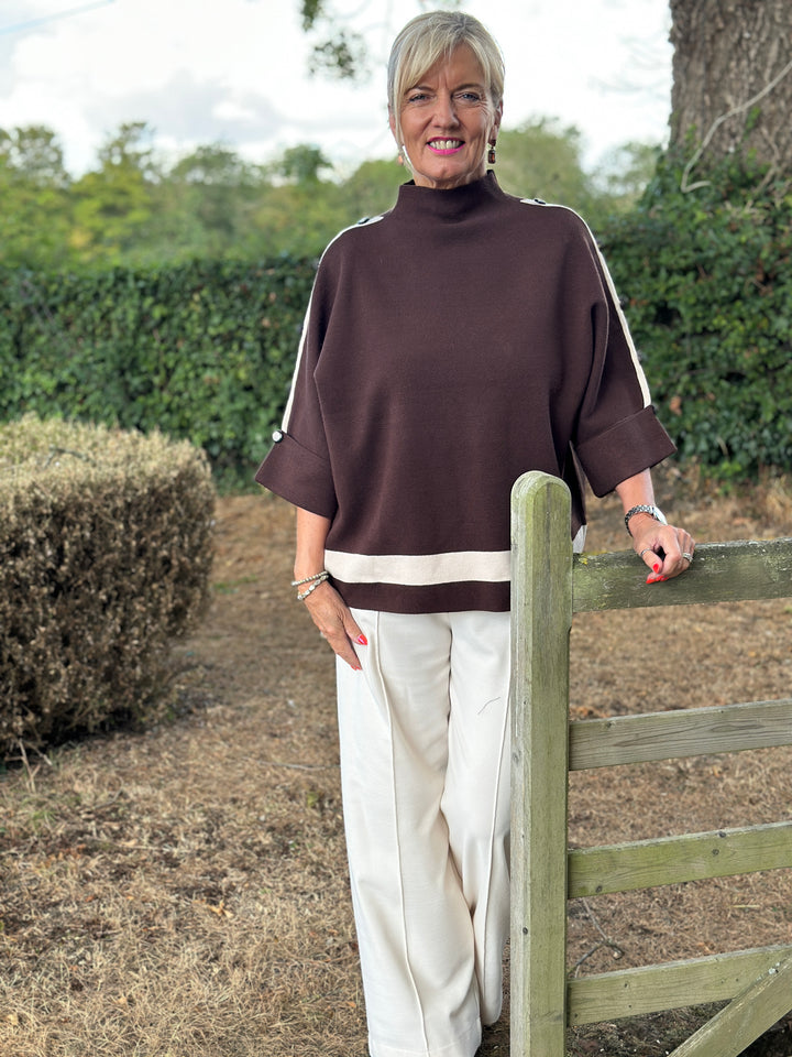 Belgravia Button Jumper | Chocolate Brown