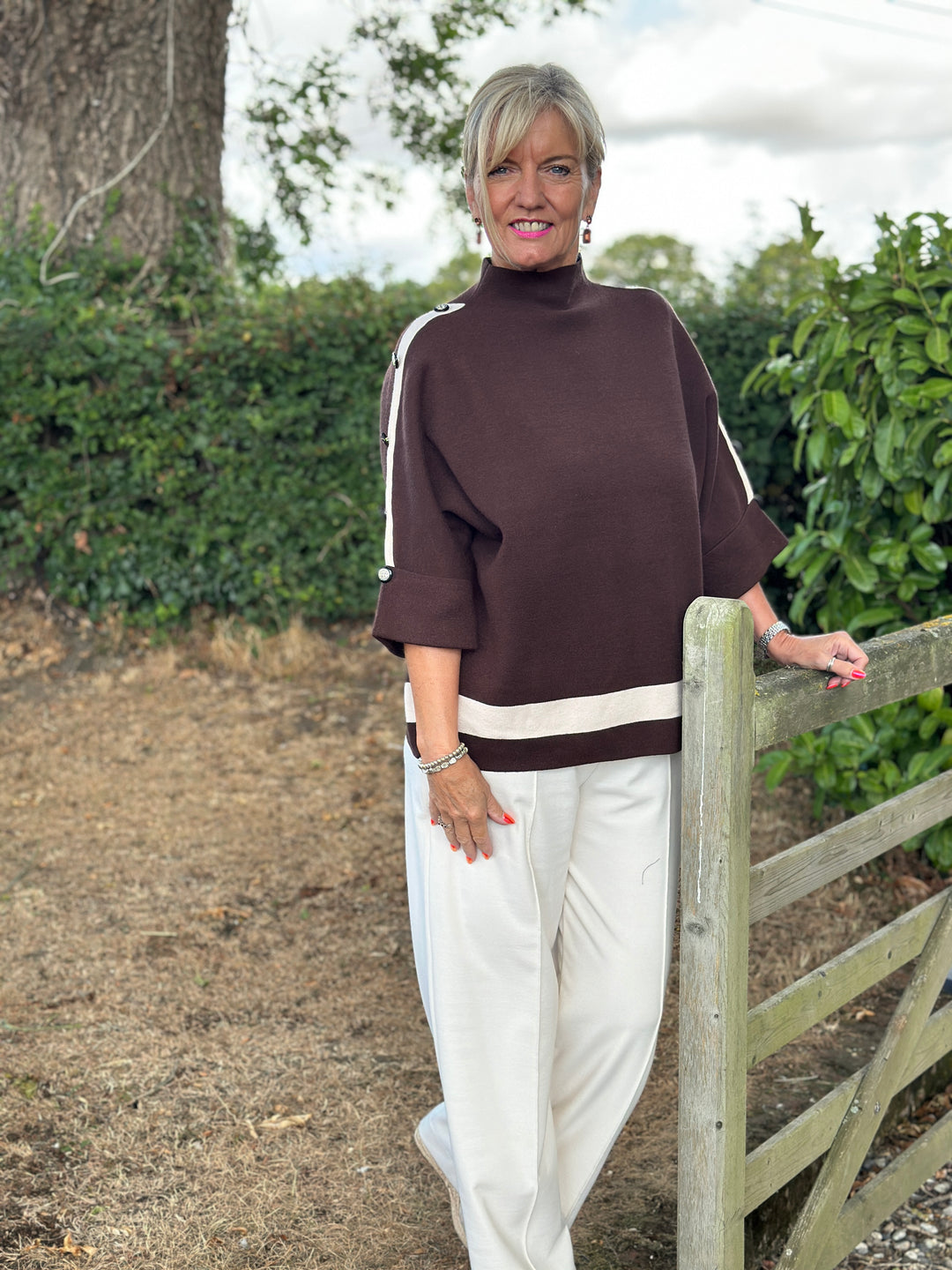 Belgravia Button Jumper | Chocolate Brown