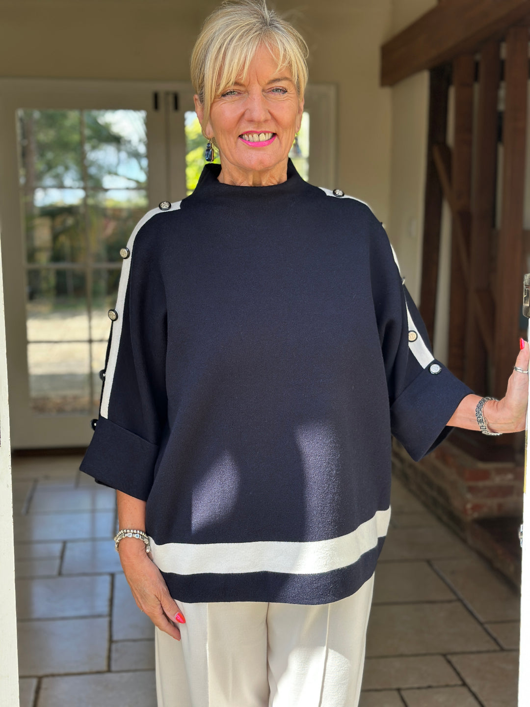 Belgravia Button Jumper | Navy