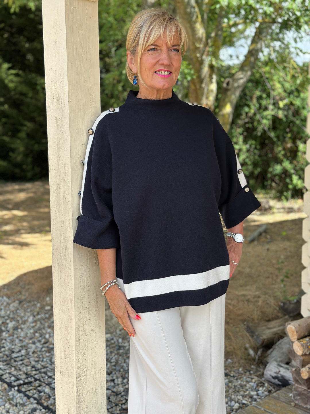 Belgravia Button Jumper | Navy