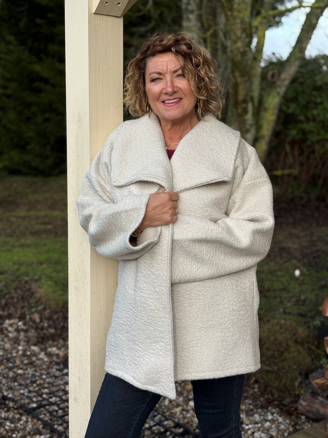 Aviator Style Jacket | Cream