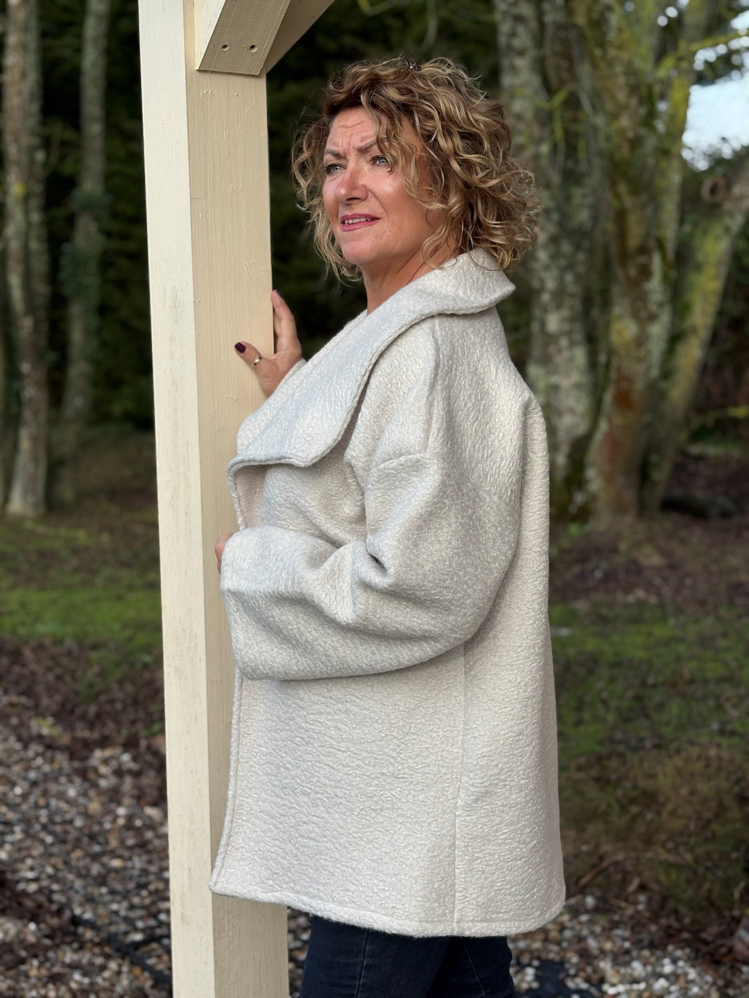 Aviator Style Jacket | Cream